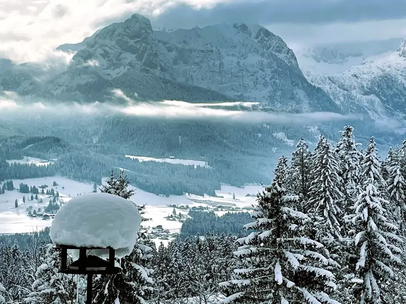 Schneegestöber vor dem Tennengebirge.